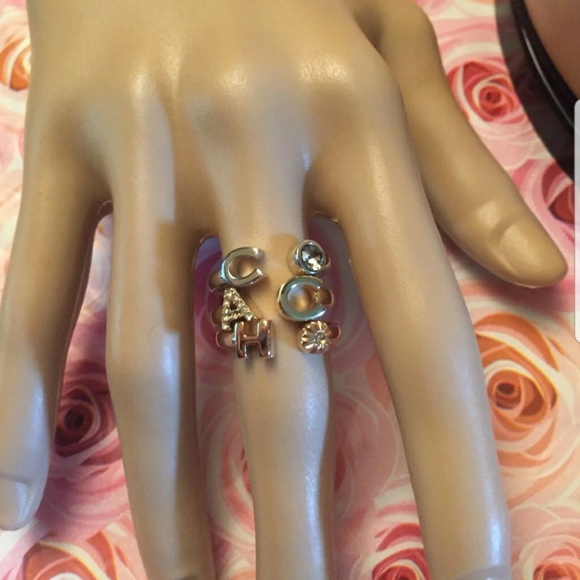 New Coach Tri-Color Adjustable Stackable Ring Set of 3 - Picture 3 of 7